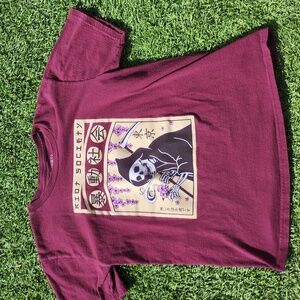 Riot Society Burgundy Skeleton Graphic Tee Youth Large